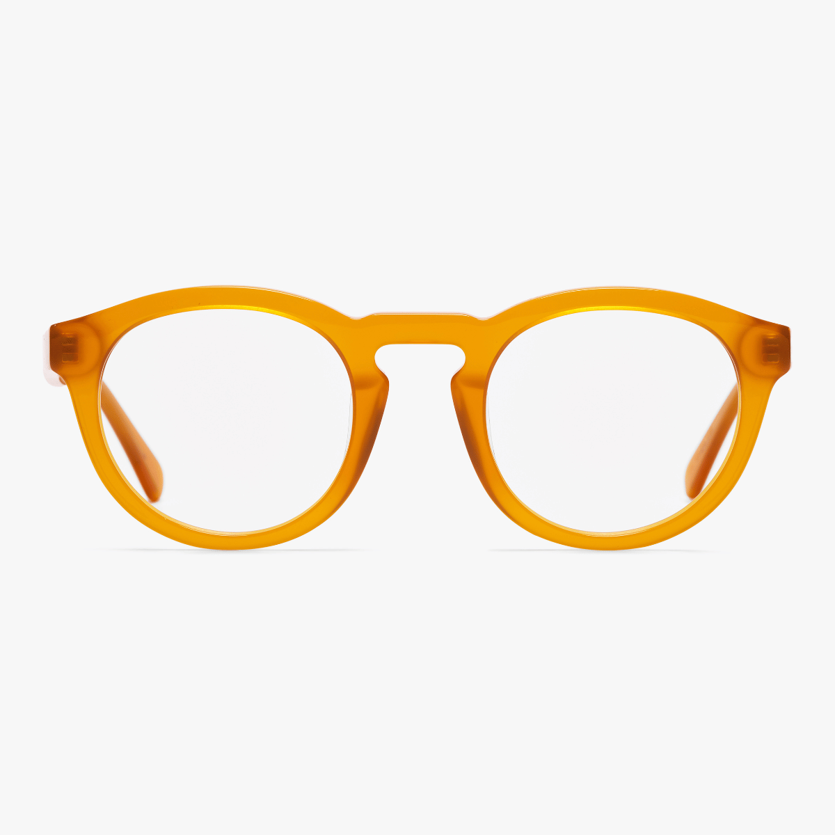 Luxreaders stylish Gråsten Crystal Honey Reading glasses. Made from Bio-acetate in a Round shape.