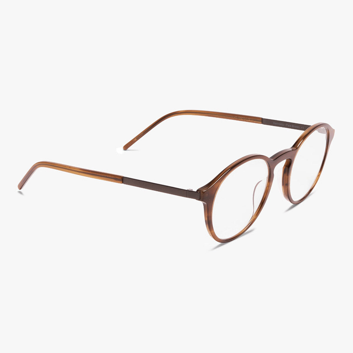 Luxreaders stylish Men's Ærø Pale Brown Reading glasses. Made from Titanium in a Round shape.