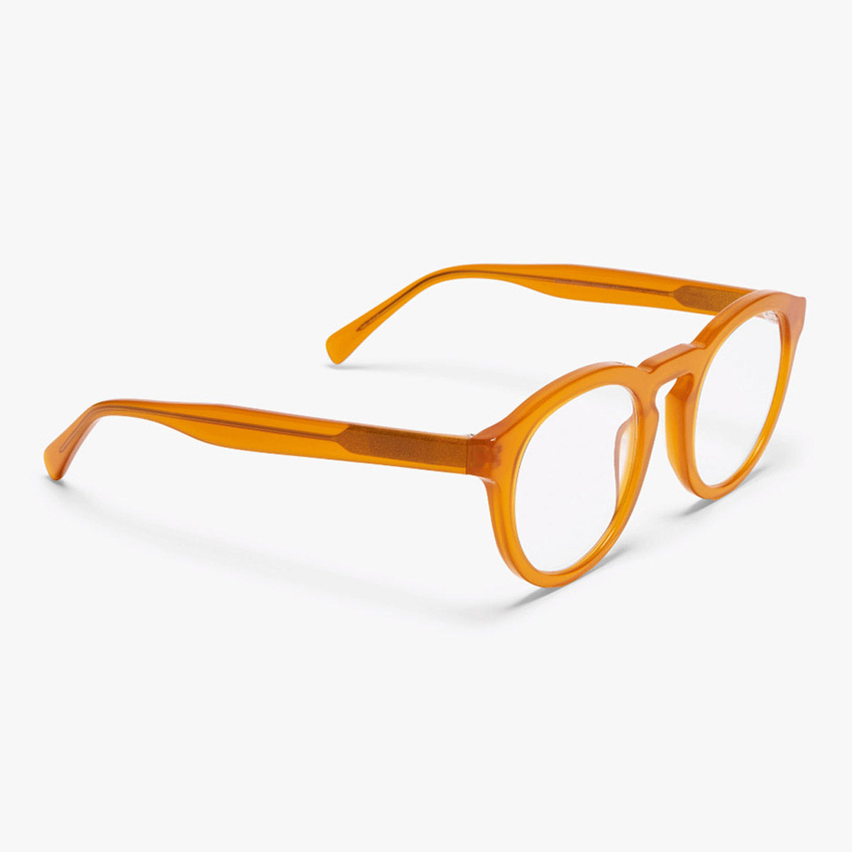 Luxreaders stylish Men's Gråsten Crystal Honey Reading glasses. Made from Bio-acetate in a Round shape.