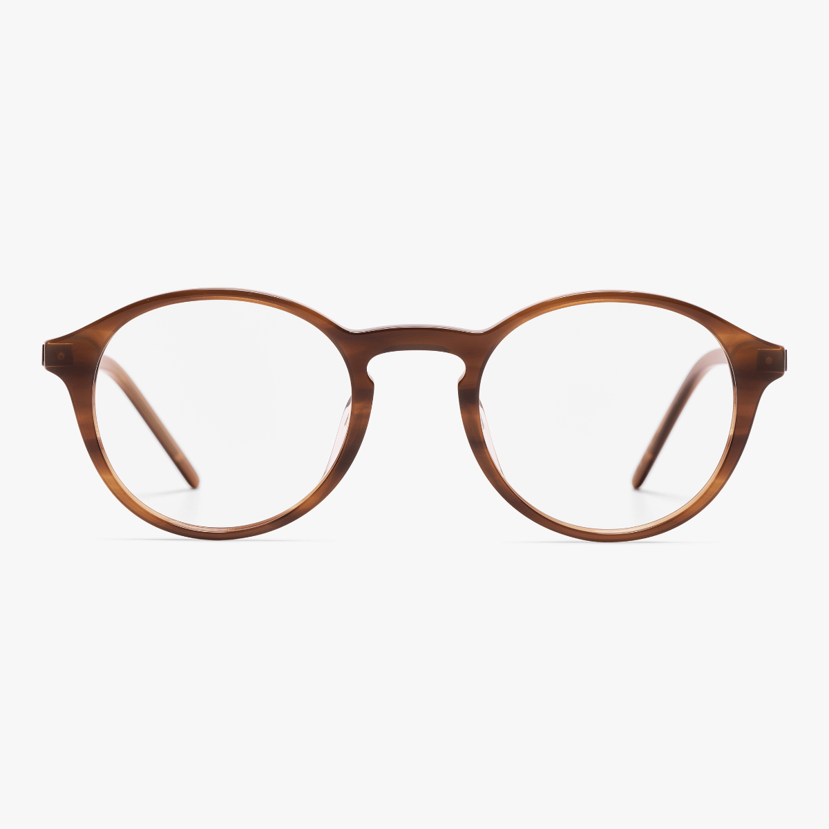 Luxreaders stylish Ærø Pale Brown Reading glasses. Made from Titanium in a Round shape.