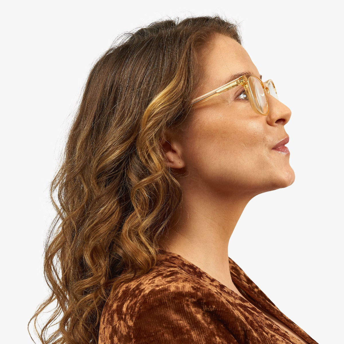 Luxreaders stylish Women's Bornholm Crystal Lemon Reading glasses. Made from Acetate in a Square shape.