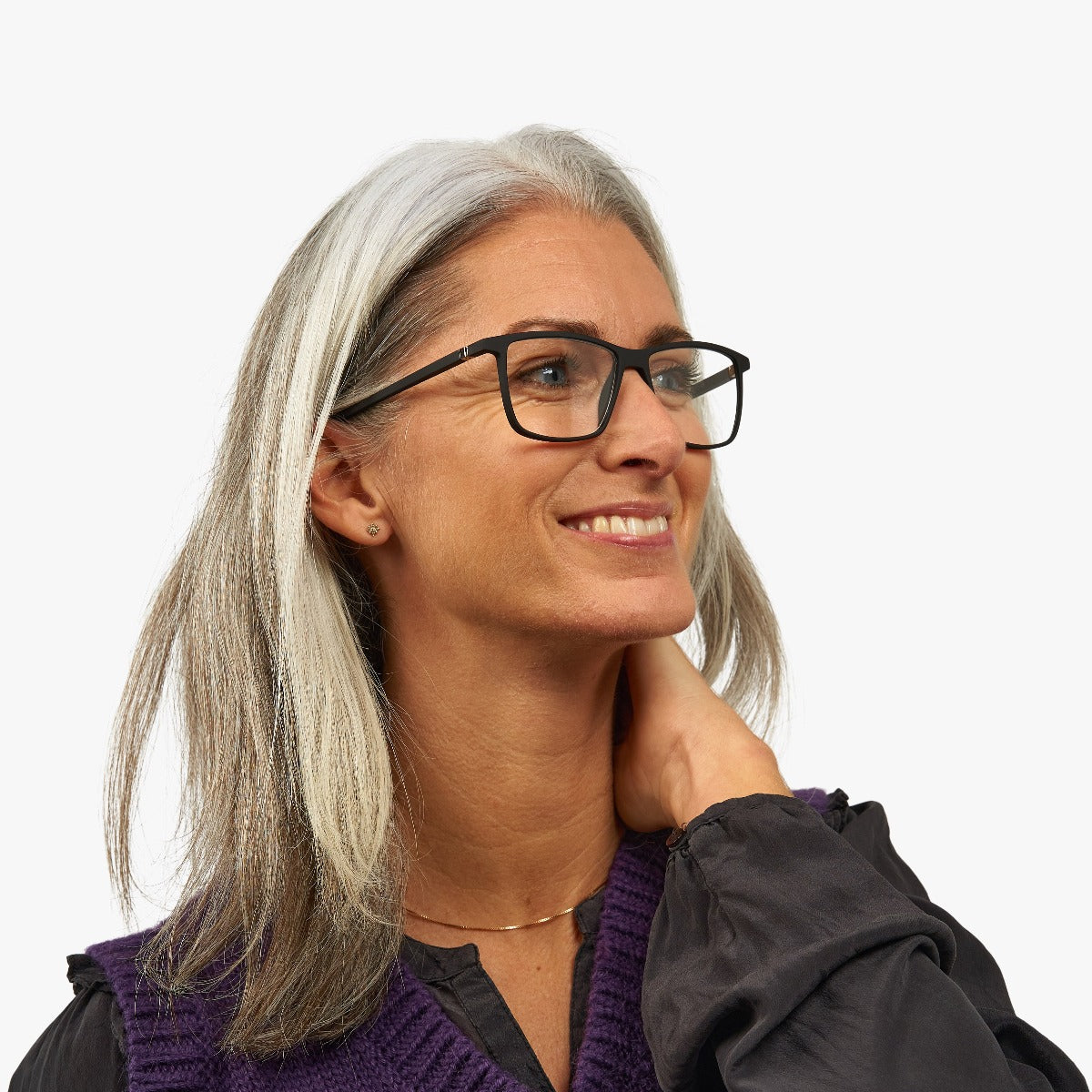 Luxreaders stylish København Black Blue light glasses. Made from Rubber in a Square shape.