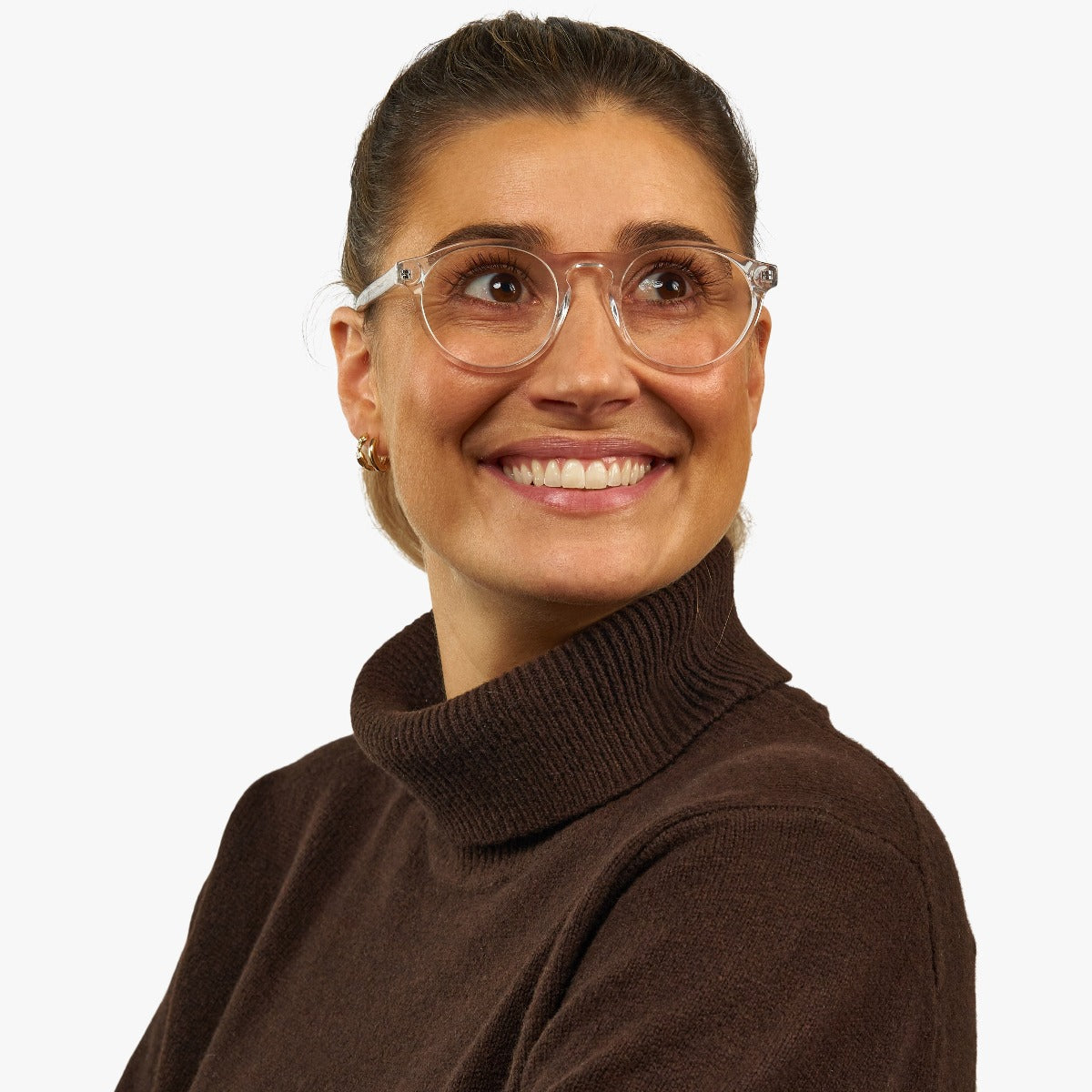 Luxreaders stylish Women's Trondheim Crystal White Reading glasses. Made from Acetate in a Round shape.