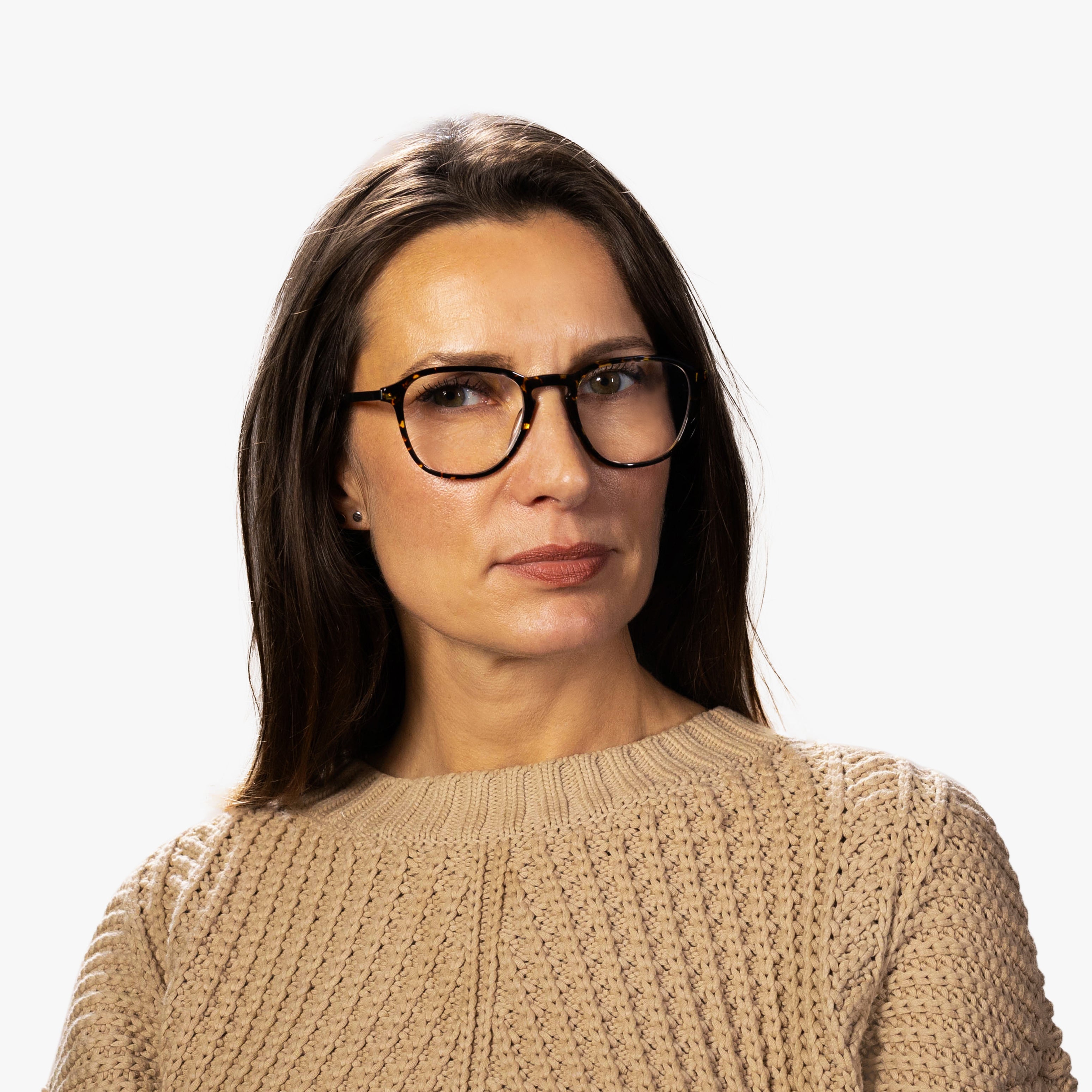 Luxreaders stylish Rønne Dark Turtle Reading glasses. Made from Titanium in a Square shape.