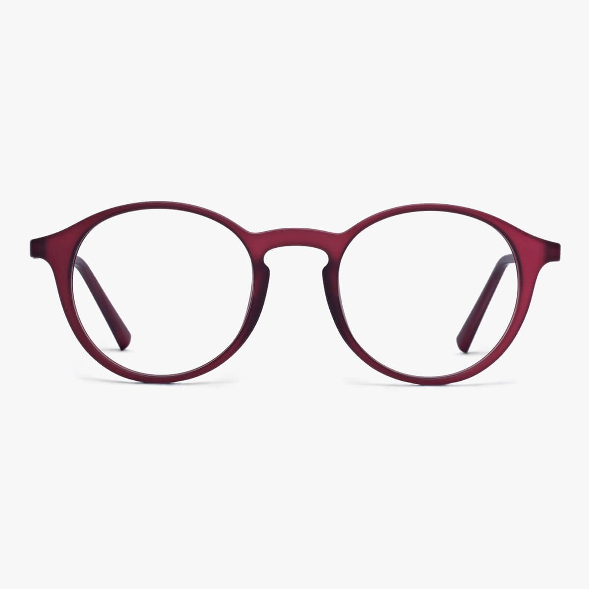 Luxreaders stylish Men's Læsø Red Reading glasses. Made from Rubber in a Round shape.