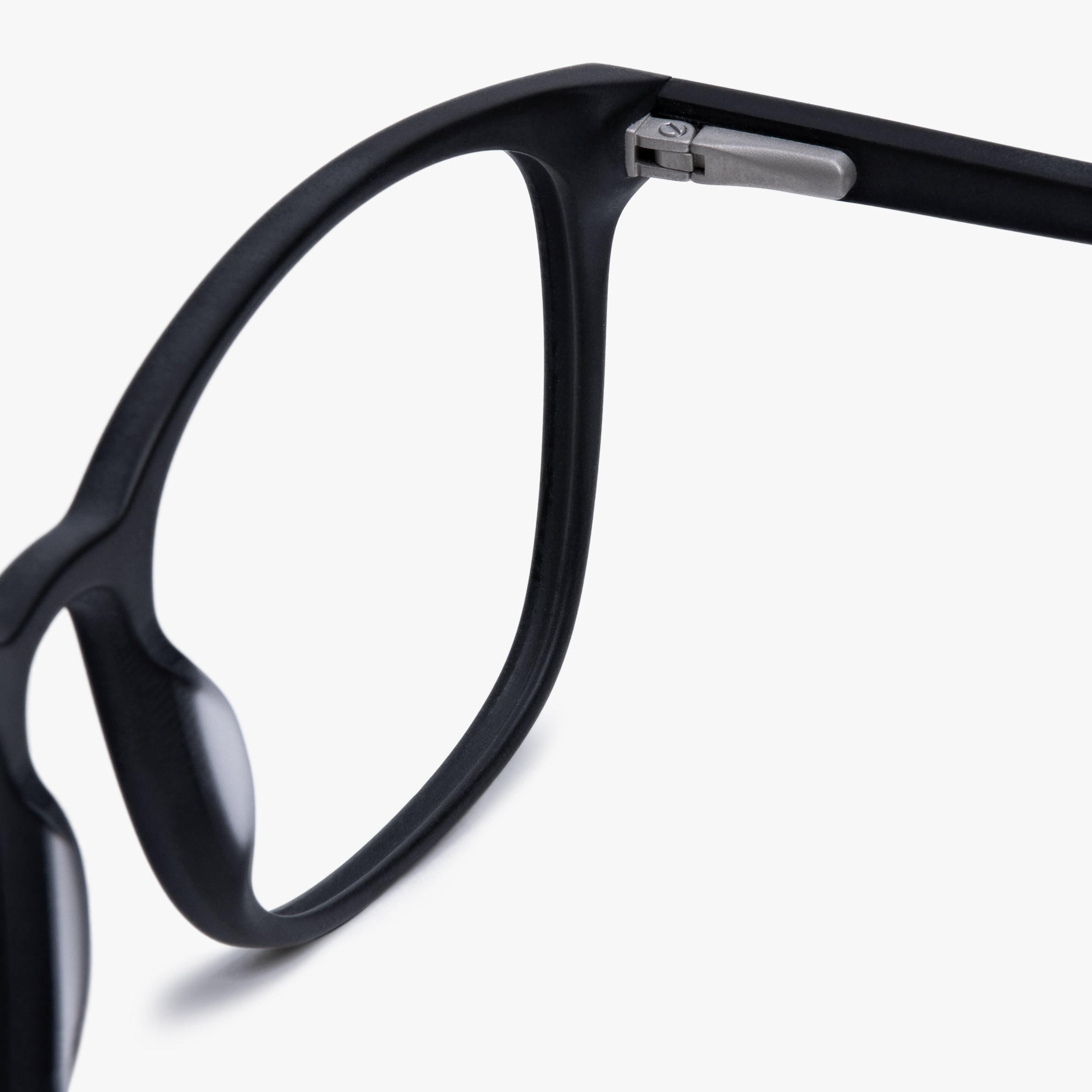 Close-up of Ebeltoft Black glasses with matte black frame