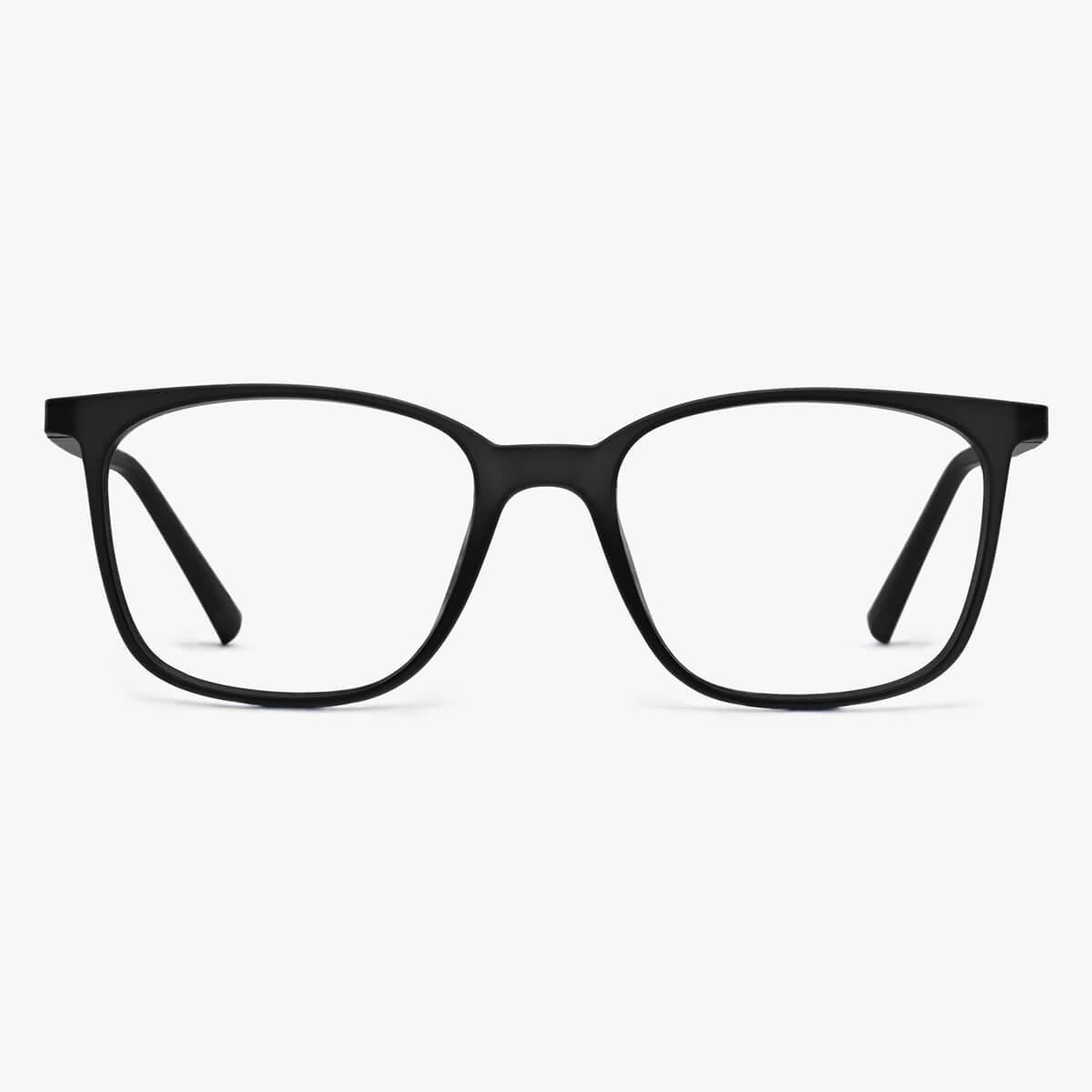 Fyn Black square reading glasses with matte black frame
