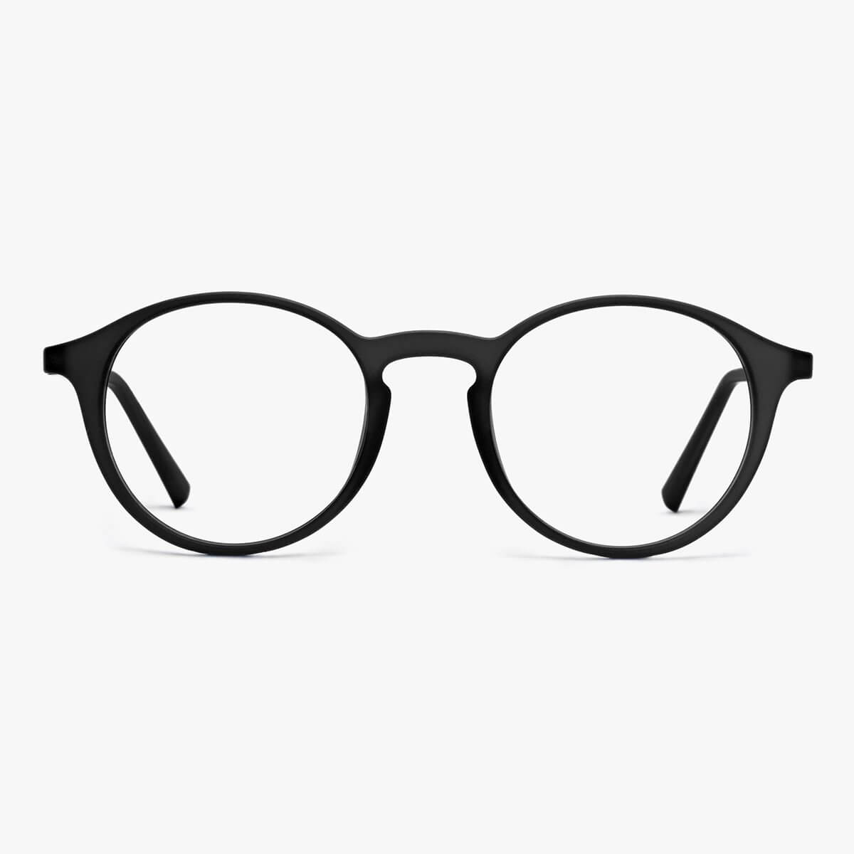 Læsø Black round black reading glasses with matte finish