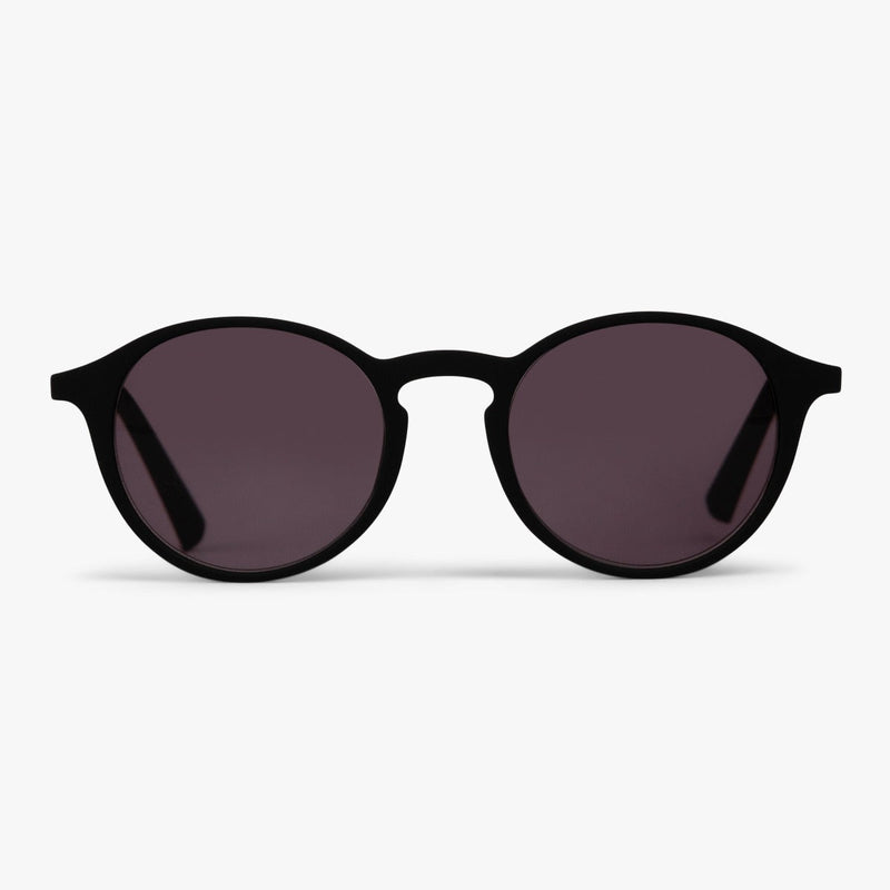 Læsø Black round black sunglasses with dark lenses