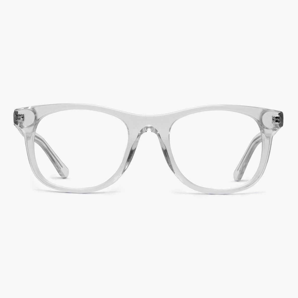 Crystal white rectangular glasses with clear frame