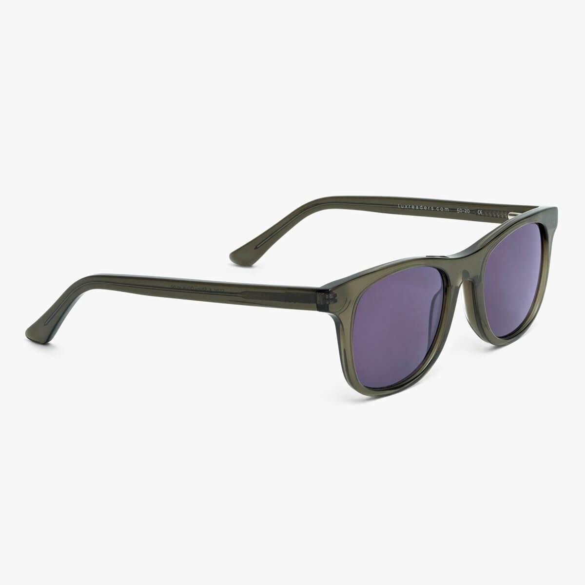 Men's Malmö Shiny Olive sunglasses with olive frames and dark lenses