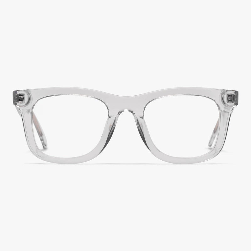Men's Samsø Crystal White reading glasses with a clear frame