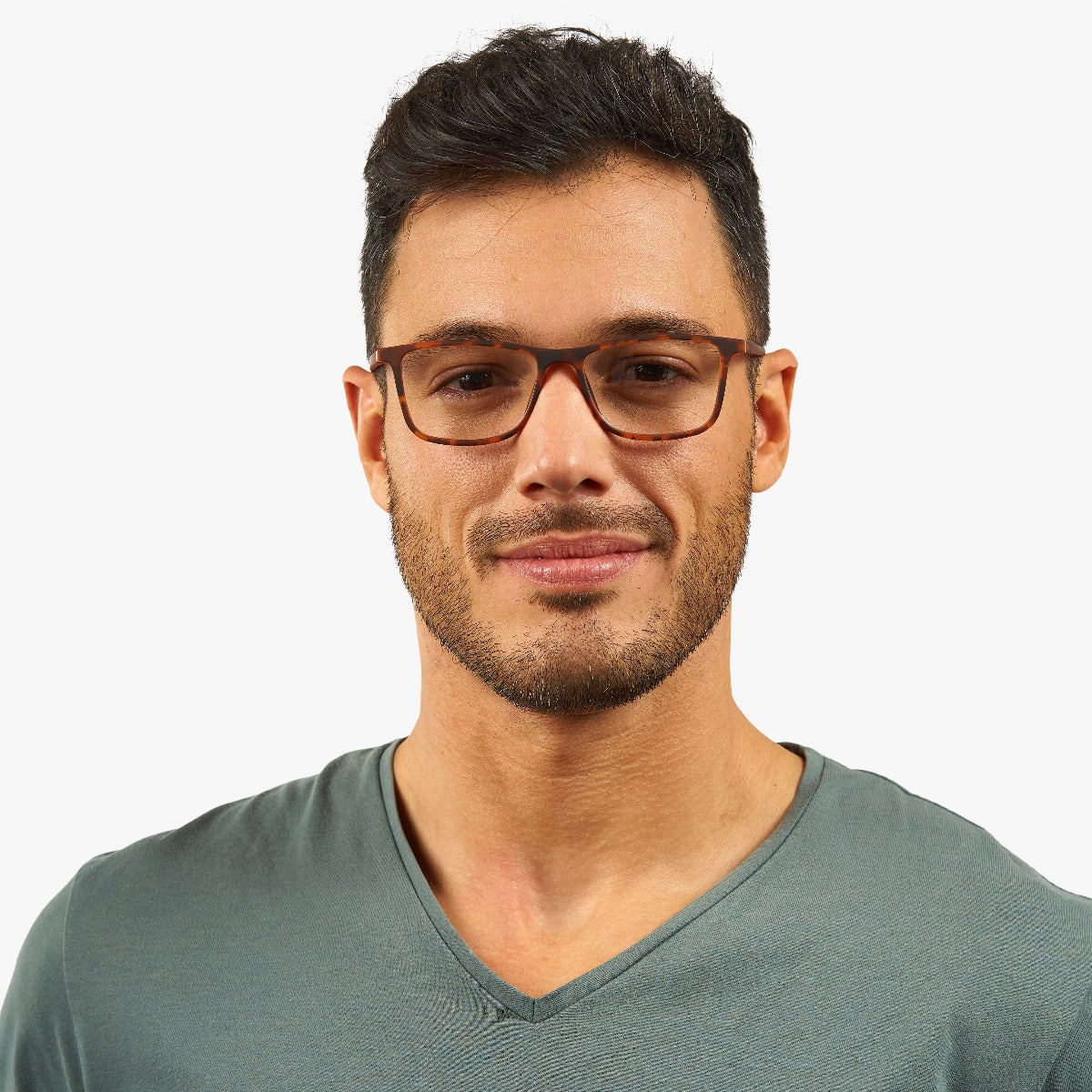 Person wearing tortoiseshell glasses