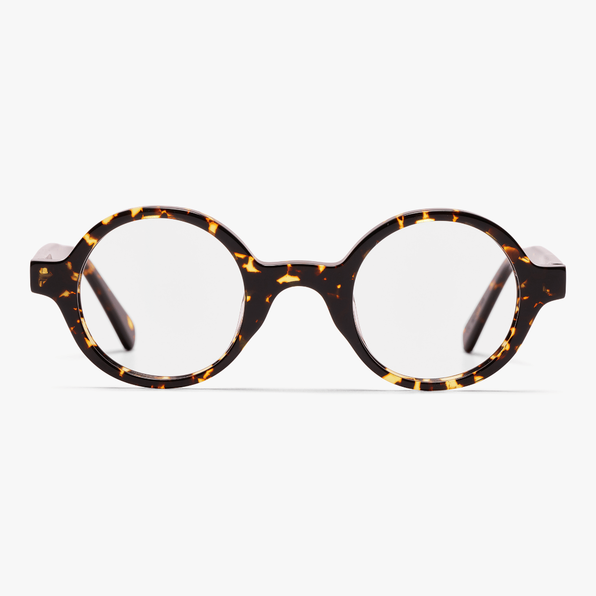 Round dark turtle reading glasses with tortoiseshell pattern