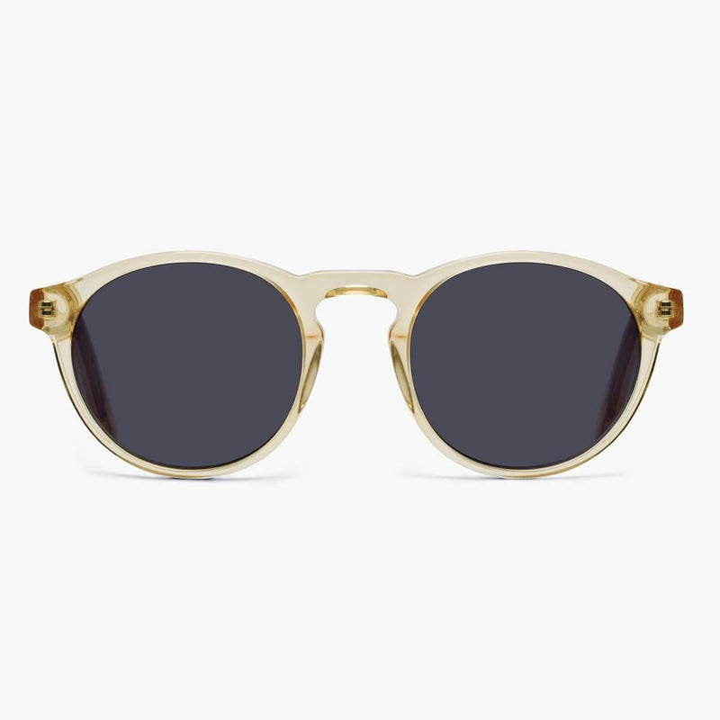 Men's Trondheim Crystal Lemon round sunglasses with translucent frame