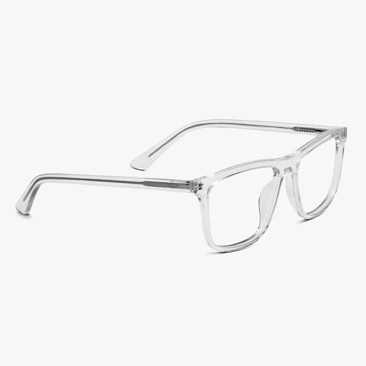 Oslo Crystal White transparent square glasses with sleek design