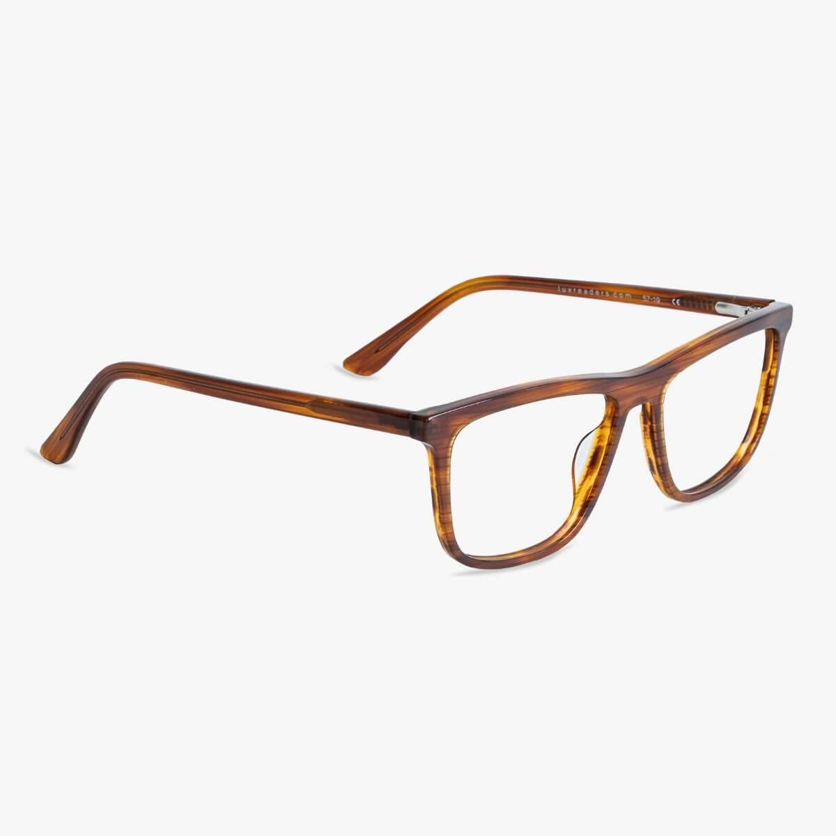 Oslo Shiny Walnut rectangular acetate reading glasses