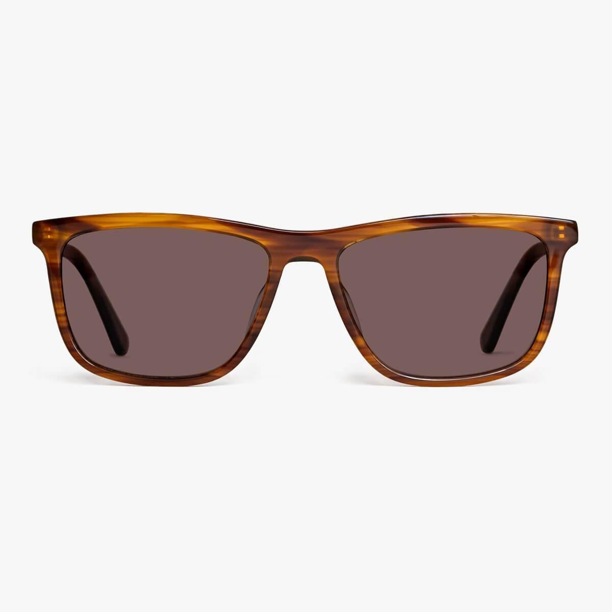 Luxreaders stylish Men's Oslo Shiny Walnut Sunglasses. Made from Acetate in a Square shape.