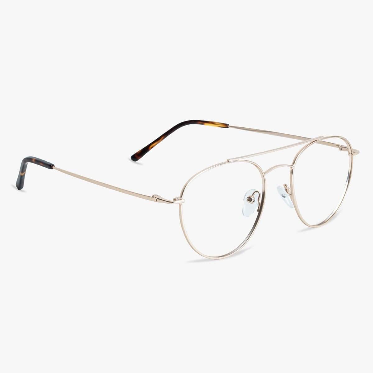 Luxreaders stylish Men's Göteborg Gold Blue light glasses. Made from Stainless steel in a Round shape.