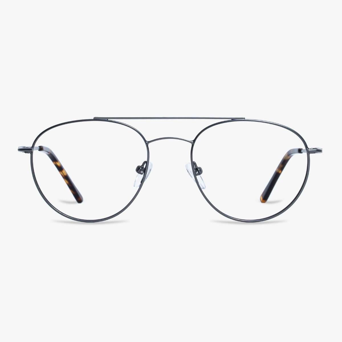 Luxreaders stylish Göteborg Gun Blue light glasses. Made from Stainless steel in a Round shape.