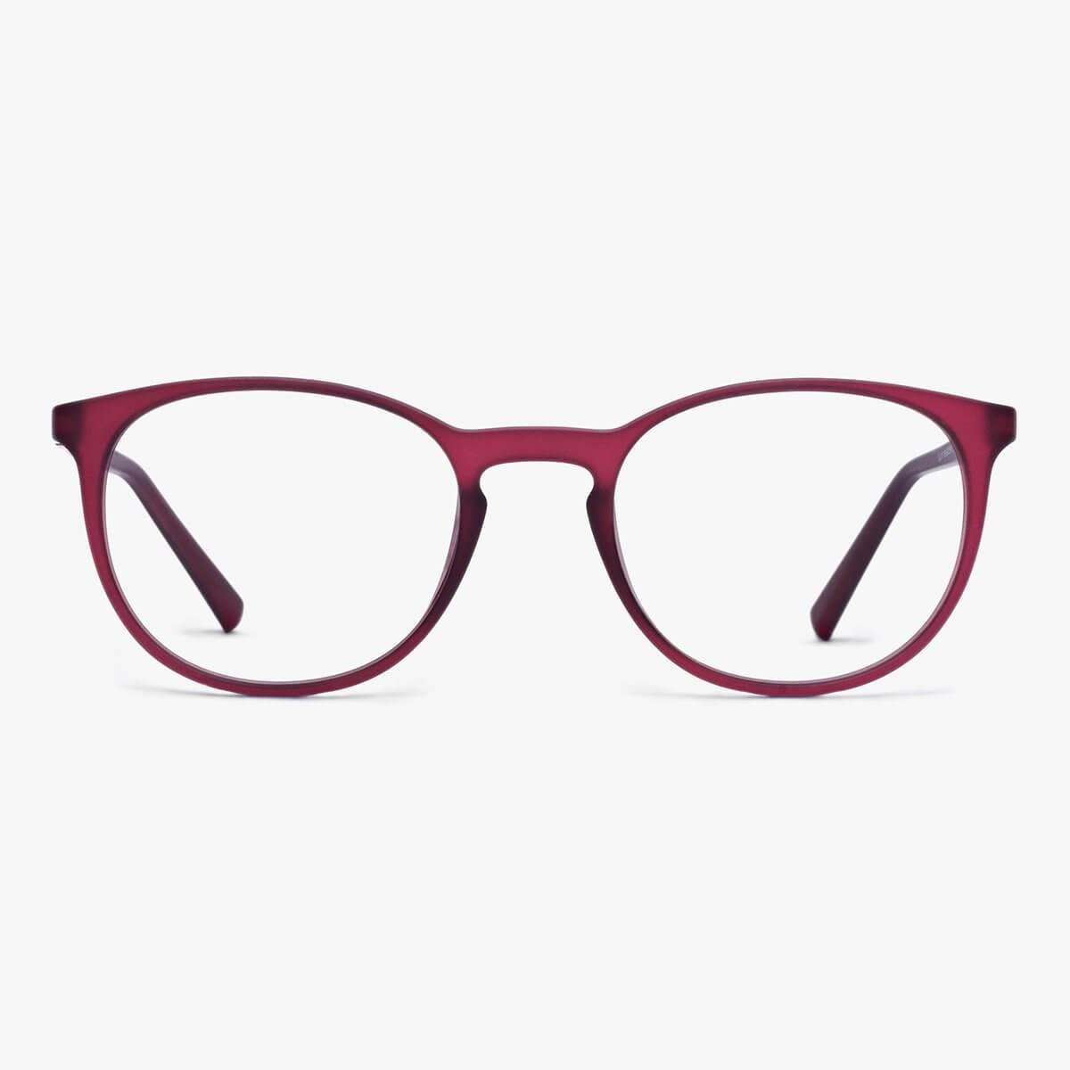 Matte red reading glasses with rounded frame