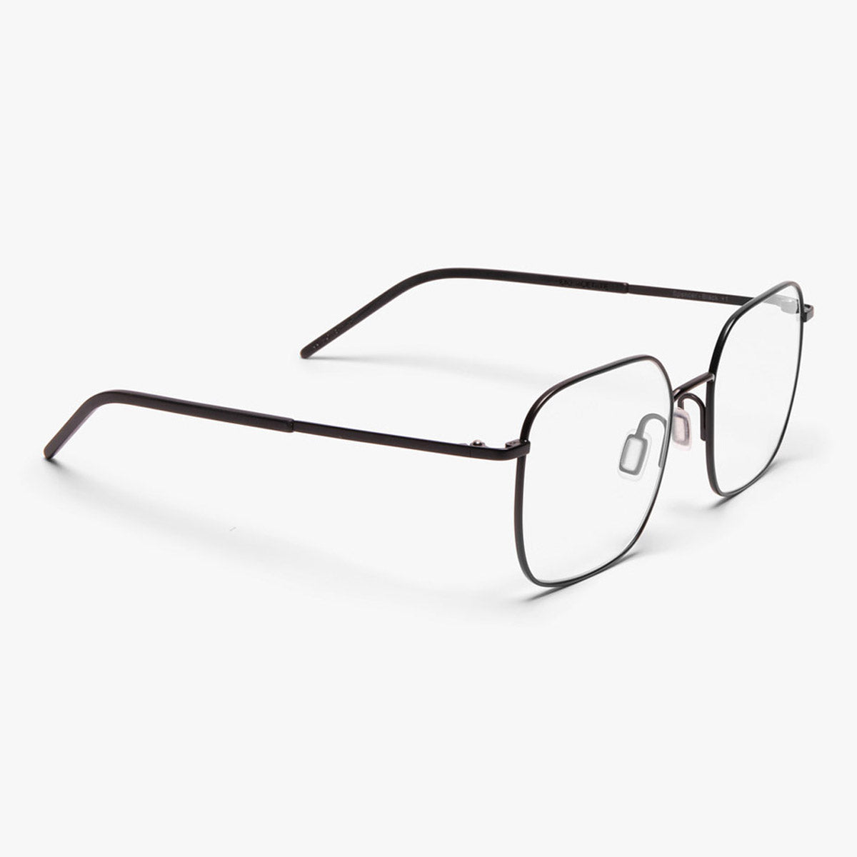 Square black metal eyeglasses with thin frames