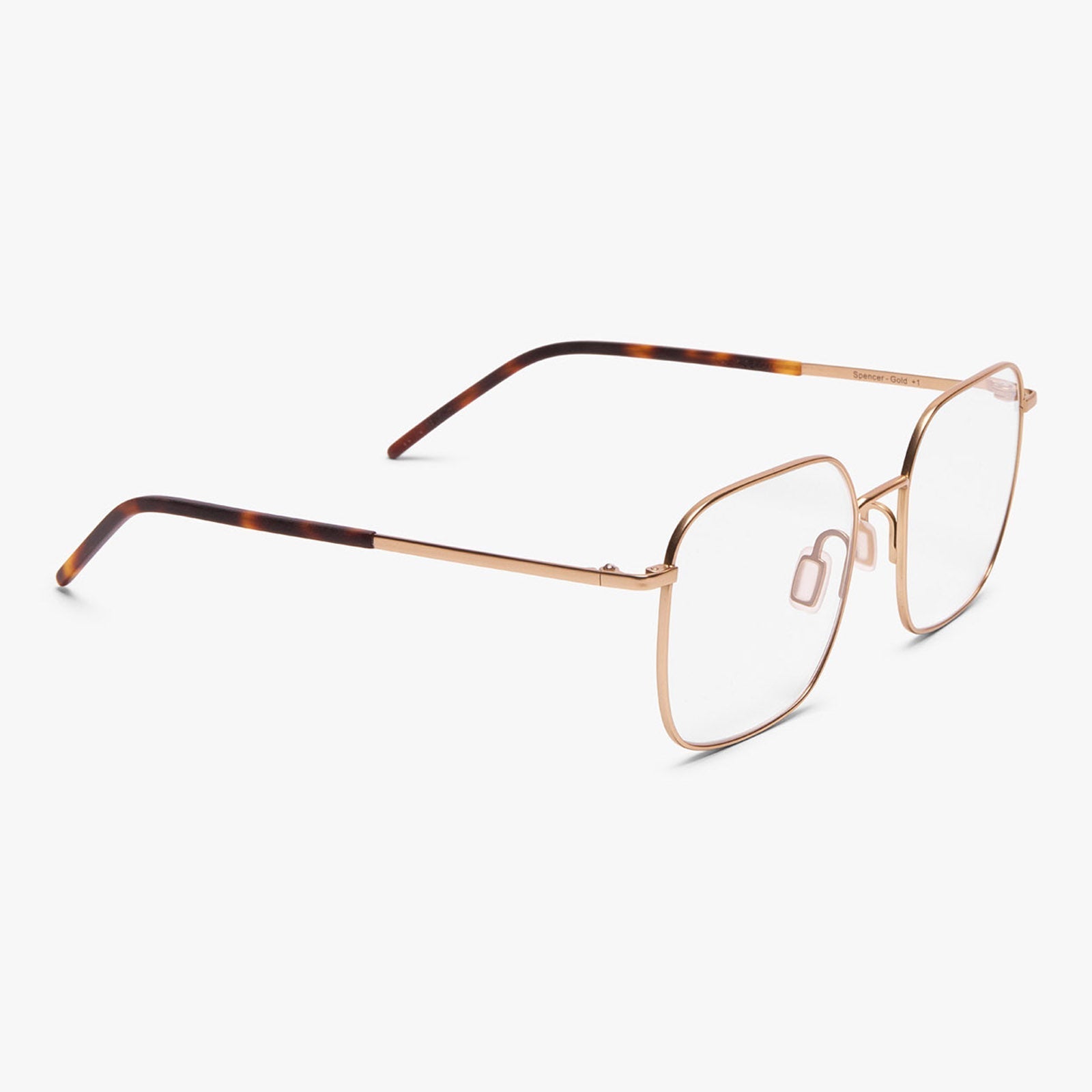 Women's Båstad Gold square reading glasses with gold frame and tortoiseshell temples