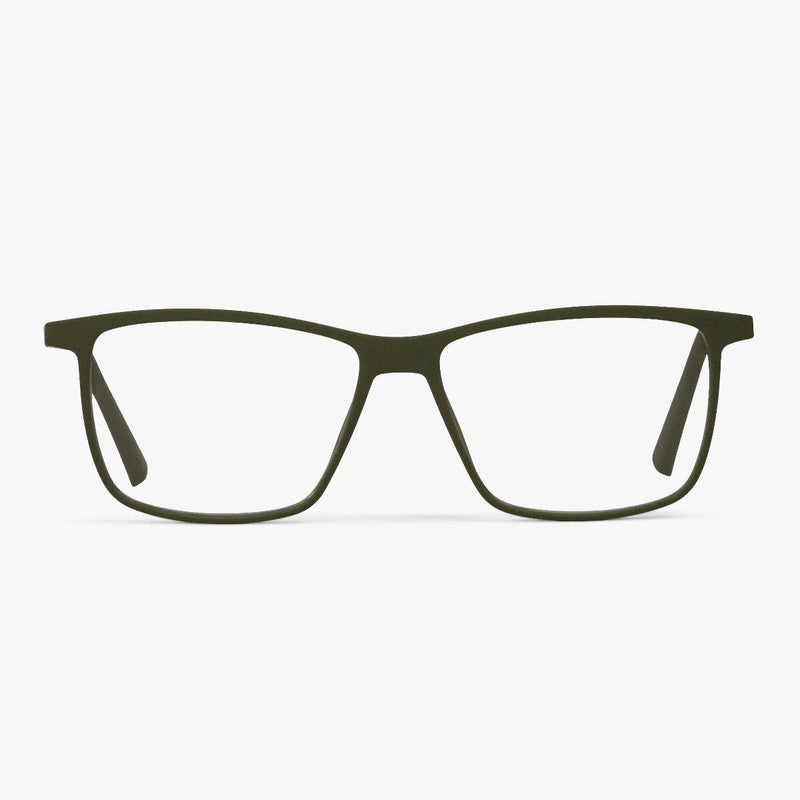 København Dark Army rectangular reading glasses in dark olive