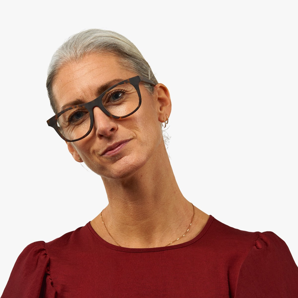 Person wearing Women's Malmö Dark Turtle glasses