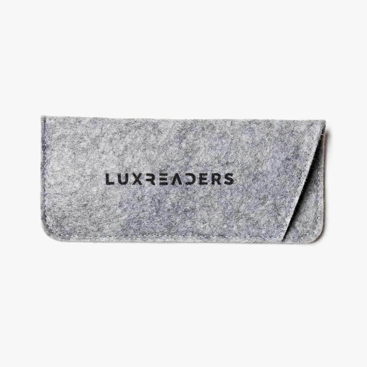 Luxreaders gray felt glasses case