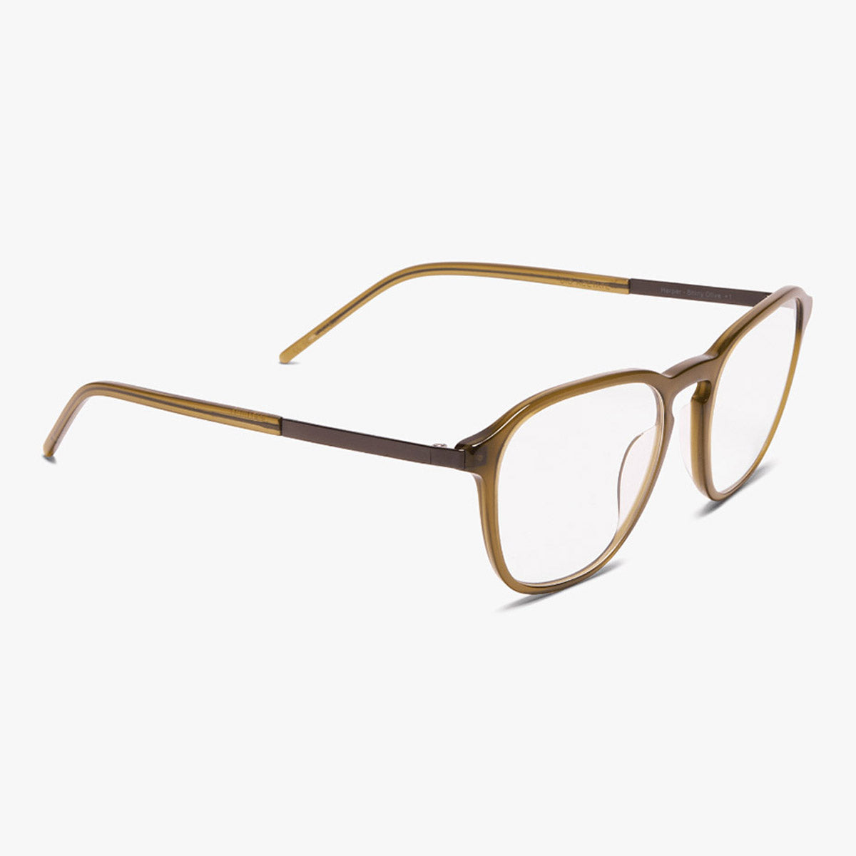 Shiny olive reading glasses with a sleek design and subtle frame